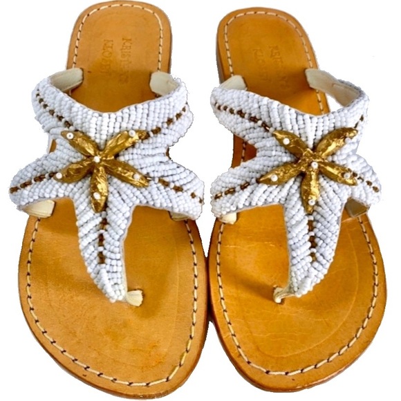 Kristen’s Kloset Shoes - Hand Beaded Starfish Flip Flop Sandals